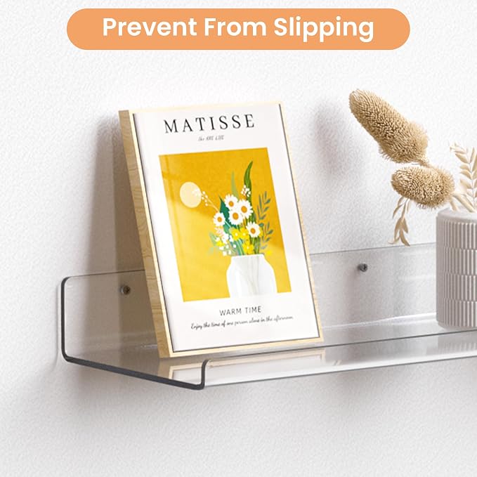 upsimples 35.5" Acrylic Shelves for Wall Storage and Organizer, 2 Pcs