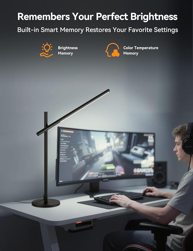 Tubicen Adjustable Desk Lamp 360° Swing Arm Eye-Caring Desk Light Rotatable