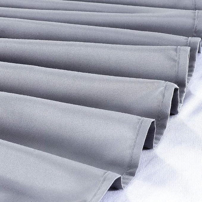 MEILA Wrap Around Elastic Bed Skirt for Queen & King Beds, 24" Drop,Grey | Three-Side Adjustable Elastic Dust Ruffle, Ruffled Polyester Fabric, Easy to Install, Fade Resistant & Machine Washable