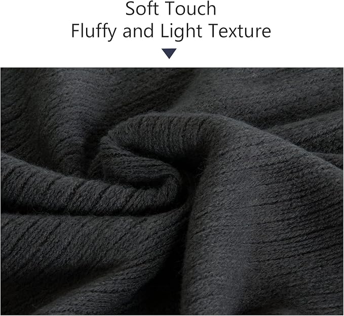 NTBAY Acrylic Knit Throw Blanket, 51 x 67, Grey Striped | Lightweight Acrylic Wave-Knit Throw with 7 Inch Tassels for Sofa, Bed, Reading, Travel, and Decorative Layering
