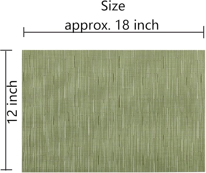 SHACOS Placemats Set of 4 Woven Vinyl Place Mats for Dining Table Wipe Clean Non Slip Table Mats (4, Olive Green)