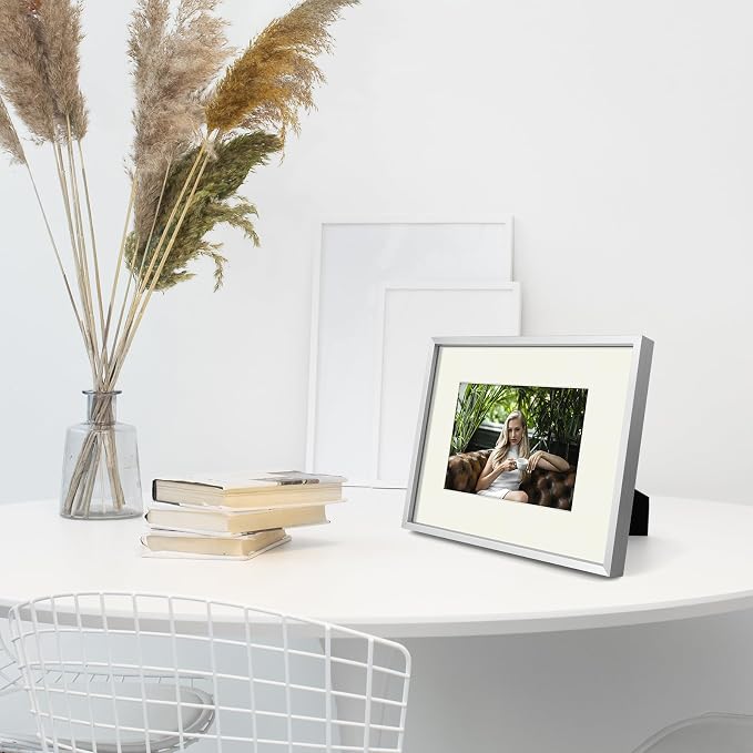 Golden State Art 7 Pack Aluminum Frames, Includes 5x7 8x10 11x13, Silver | Shatter-resistant Glass, Assorted Sizes: One 11x14, Two 8x10, Four 5x7, Horizontal/Vertical Wall Mount & Tabletop Display