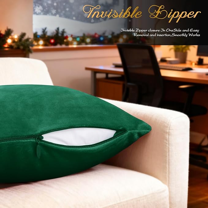 BRAWARM Christmas Pillow Cover 12 X 20 Inches, Christmas Green Christmas Tree Embroidered Lumbar Pillow Cover, Soft Velvet Decorative Throw Pillow for Couch Bed Sofa Living Room Home