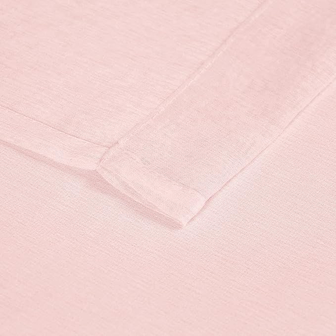 DWCN Blush Pink Sheer Curtains Bedroom Curtains Faux Linen Voile Sheer Drapes Grommet Top Window Curtain Panel 52 x 84 inches Long,Set of 2 Panels