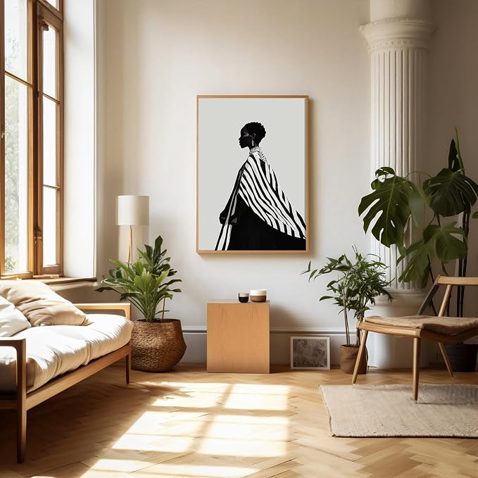 Black Female Picture Printing African American Girl Poster 16x24IN Unframed | Black African American Women Picture Wall Art Modern Cultural Wall Art for Apartment Living Room Bedroom Office Home Decor