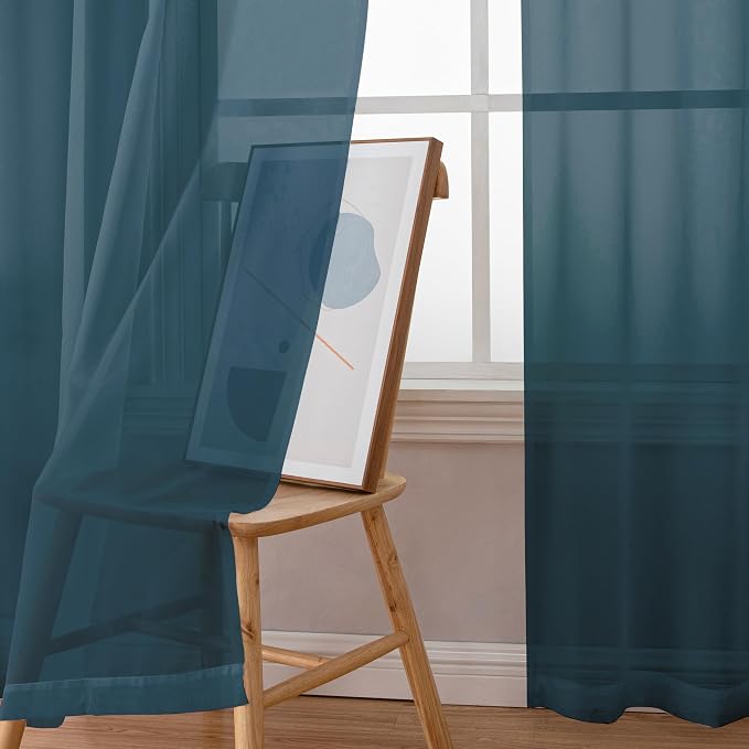 Simplebrand Dusty Blue Sheer Curtains 72 Inches Long 2 Panels for Living Room, Rod Pockets Airy Window Treatments Voile Sheer Curtains Panels Lightweight for Front Back Patio Glass Door, 42" Width
