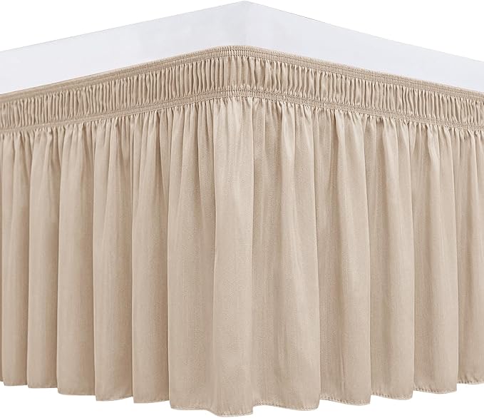 Sand Queen Bed Skirt 17 Inch Drop Wrap Around Elastic Dust Ruffle