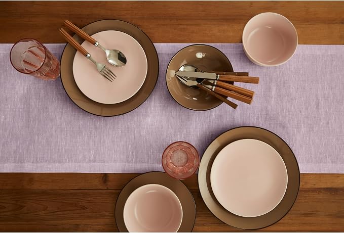Solino Home 100% Pure Linen Table Runner Lavender Woven, Athena 14 x 60 in | a graceful centrepiece for dining and gatherings, European flax fibres, timeless understated style, soft, OEKO-TEX Certified