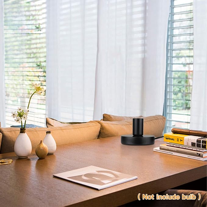 Helunsi Industrial Table Lamp Base, Black E26 E27 Lamp Base Without Shade