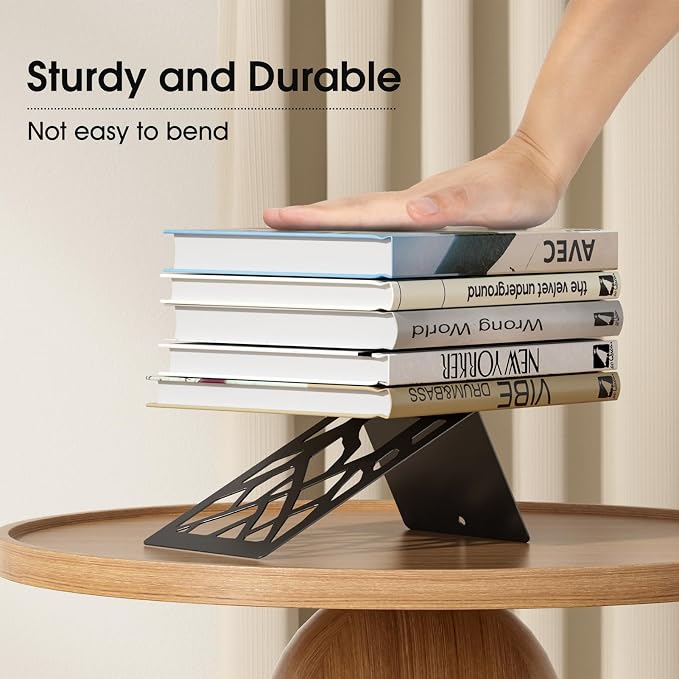 MaxGear Book Ends Tree Design Bookends for Shelves 7 x 4.7 x 3.5” 2 Pair | Metal Constructio,Heavy Duty,Non-Skid Pads,Scratch Resistant,Stable Support,Space Saving,4 Pieces,Bookcase Desktop Use