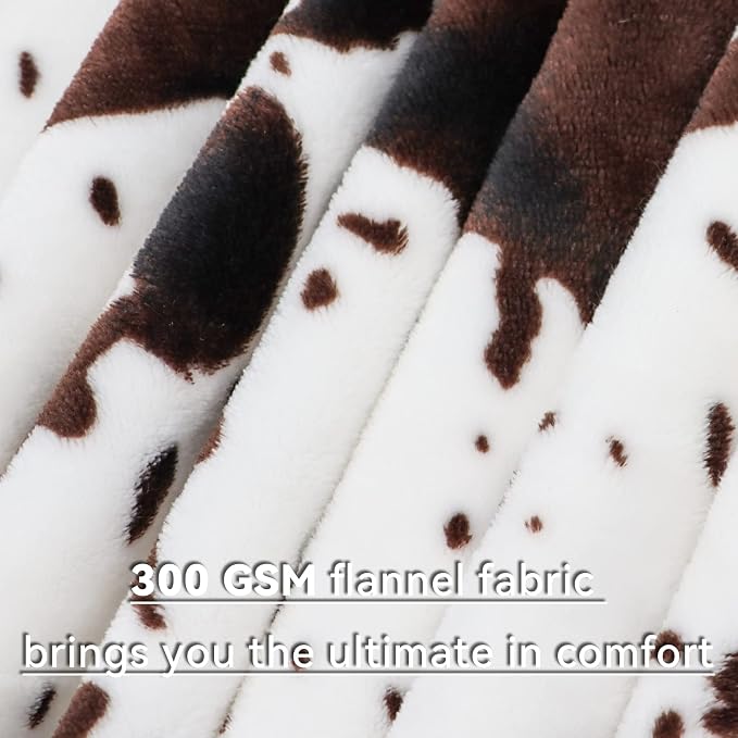 GEULAY Cow Print Blanket, Brown White, 50x60 Inch