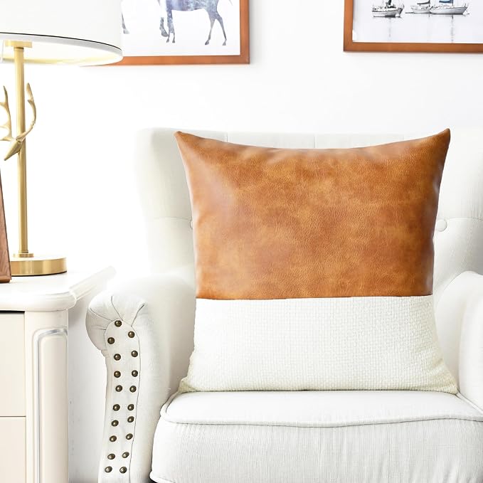CaliTime Decorative Couch Throw Pillow Covers 20 X 20 Inches Ivory