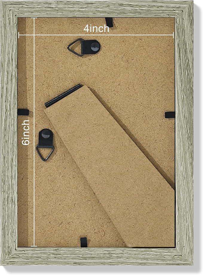 Vittanly 4x6 Picture Frames Set of 9 for Wall Mount or Tabletop, Driftwood | Display Pictures 3.5x5 with Mat or 4x6 without Mat, Small Photo Frames, Engineered Wood with Shatter Resistant Plexiglass