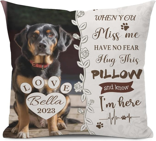 Alienc Personalized Pet Memorial Gifts for Dogs Cats, Custom Pet Memorial Throw Pillow Cover (Optional Pillow Insert), Loss of Dog Sympathy Gift