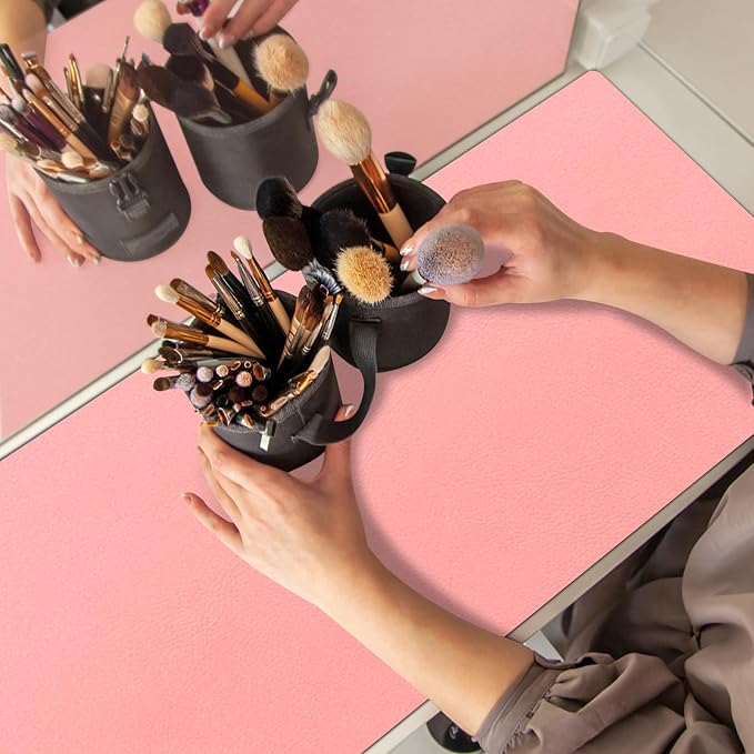 Makeup Mat for Vanity - Waterproof | Oil-Proof | Dust-Resistant | Soft and Comfortable Desk Protection, Ideal for Makeup Tables and Workbenches (15.7"X31.5", Pink)
