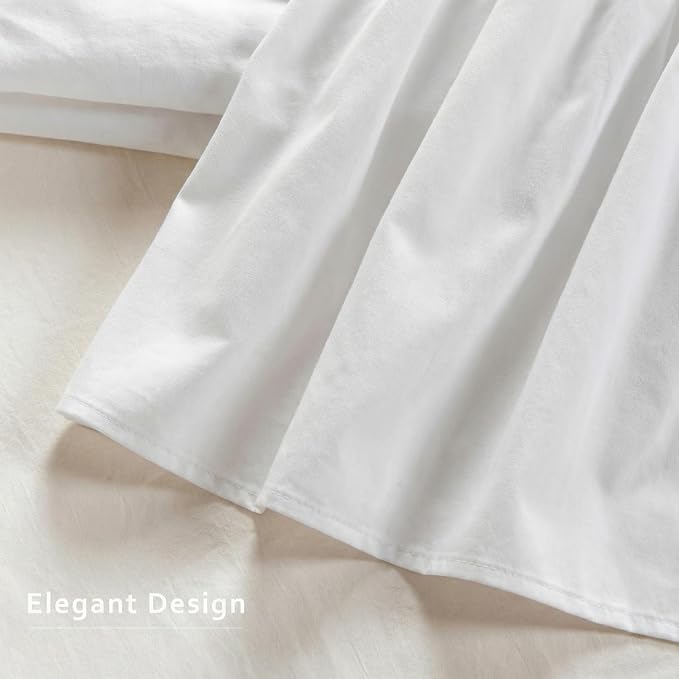 MIYE Dorm Bed Skirt, Extra Long Dust Ruffle with Elastic Adjustable Belts, Easy to Put On, Machine Washable (Classic/White, Twin/TwinXL-32 Drop)