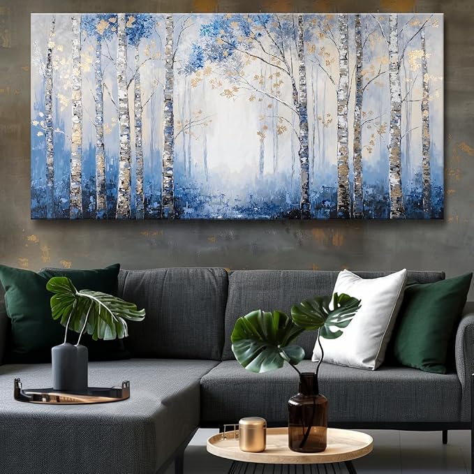Large Forest Landscape Wall Art Framed Canvas Print for Living Room, Bedroom, Dining Room, Home Office Modern Nature Inspired Decor Ready to Hang for Wall Decoration - 20"x40"