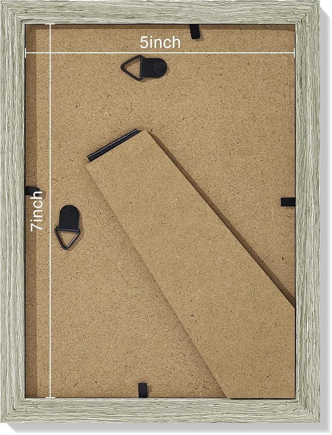 Vittanly 5x7 Picture Frames Set of 9 for Wall Mount or Tabletop, Driftwood | Display Pictures 4x6 with Mat or 5x7 without Mat, Small Photo Frames, Engineered Wood with Shatter Resistant Plexiglass