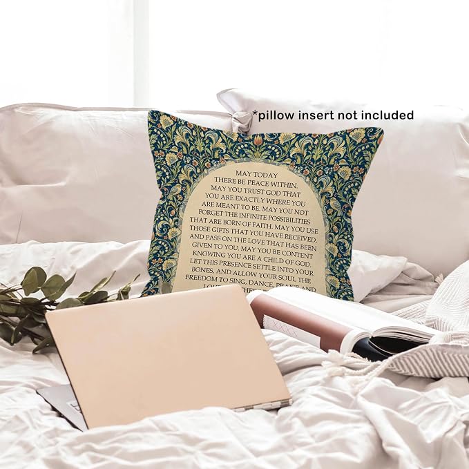 Vintage Floral Catholic Throw Pillow Cover 18x18, Christian Decor Pillow Cases for Women, Religious Inspirational Decorative Square Pillowcases for Home Living Room Bedroom Church