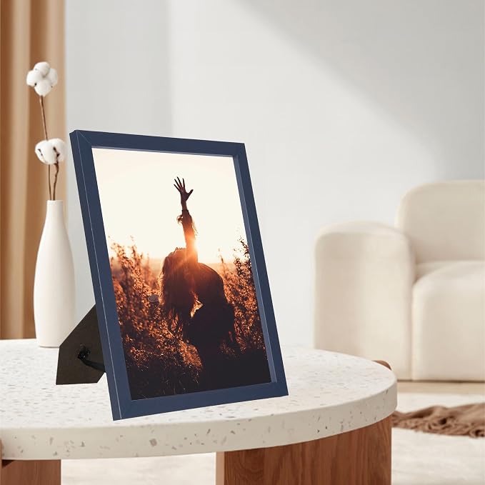 kennethan Navy Blue 8x10 Picture Frame 1 Pcs in 1 set Frame can Display 5x7 Picture with Mat or 8x10 Without Mat on the Wall or Table