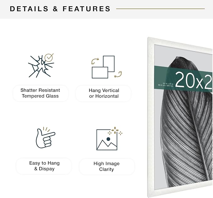 MCS Studio Gallery Poster Frame, 20x27, White Woodgrain