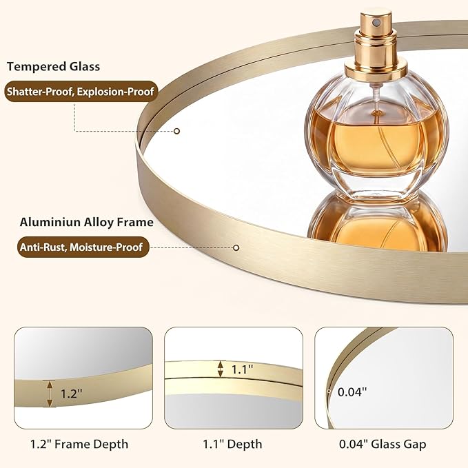 Bathroom Round Mirror for Over Sink, 20 Inch Wall Circle Mirror with Matte Metal Frame, Modern Wall Mount Vanity Mirrors for Home Decor, Living Room, Bedroom, Gold
