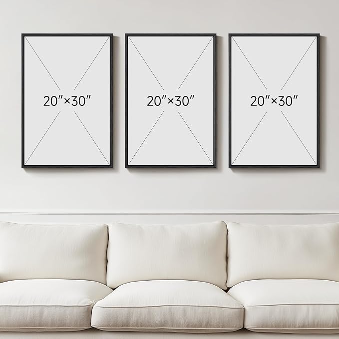 Large Framed Modern Neutral Abstract Wall Art, Set of 3, Total 60x30 In | Black and beige pictures, Canvas prints, Minimalist paintings, Artwork for walls, Wall decor for living room bedroom dining