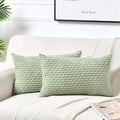 Fancy Homi 2 Packs Sage Green Decorative Throw Pillow Covers 12x20 Inch for Couch Bed Sofa, Modern Farmhouse Boho Home Decor, Soft Cute Plush Corduroy Cushion Case 30x50 CM