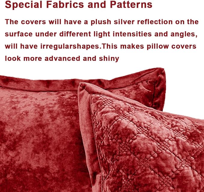 Throw Pillow Covers 18x18 Set of 2 Velvet Square Pillowcases Soft Skin-Friendly Cross Process Decorative Farmhouse Cushion Covers for Couch Sofa Bedroom Living Room,Red