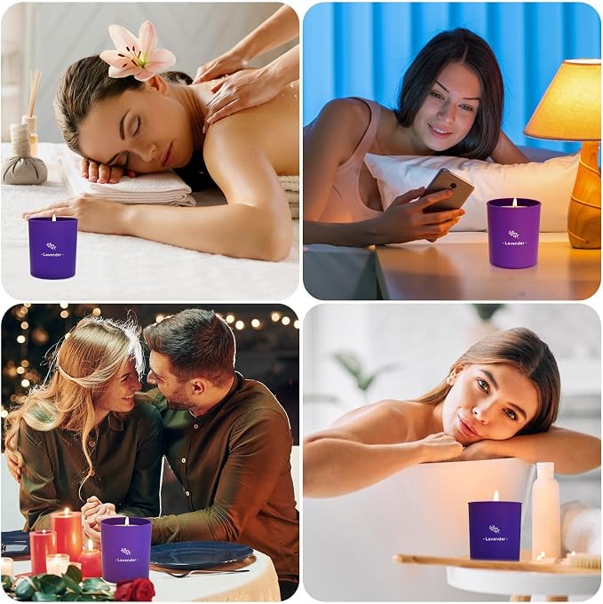 Lavender Scented Candle, 8 oz Soy Wax Jar Candle for Women, 45 Hour Burn | Long Lasting Candle for Home Scented, Purple Glass Jar Gift for Girl, Chrismas Mother's Day Valentine's Day Birthday, 1 Pack
