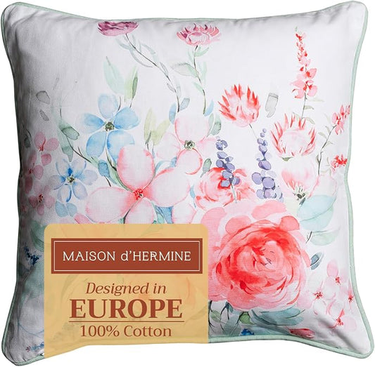 Maison d' Hermine Throw Pillow Covers 100% Cotton (20" x 20" - Pack of 1)
