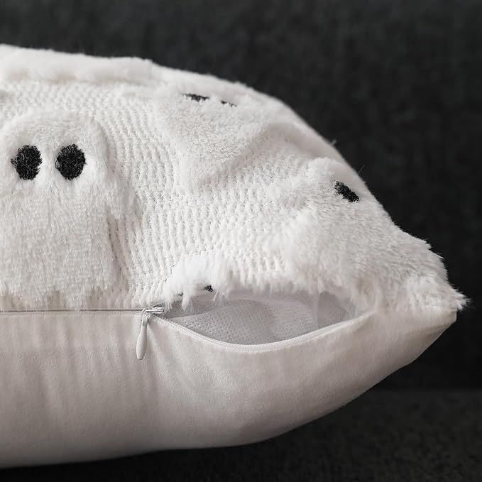 DFXSZ Halloween Pillow Covers 12x20 inch 2Pcs White Ghost Halloween Decor