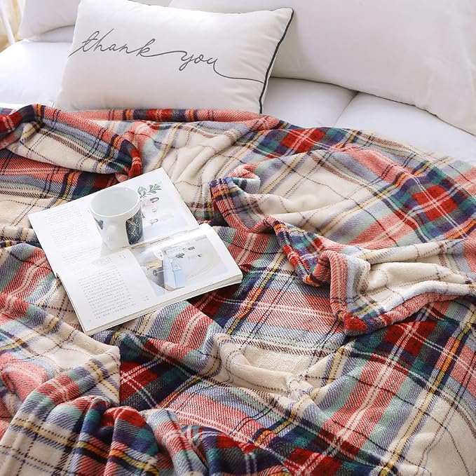 MERRYLIFE Tartan Plaid Throw Blanket for Couch Bed Sofa Throw Size 50" 60" | Grid Pattern, Ultra-Plush Soft, Decorative Colorful Travel Blanket, farmhouse, Gift Choice, Home Pet Use
