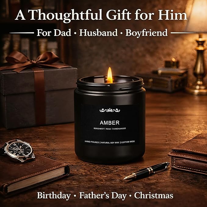 Candle Set for Men, 6 Pack Soy Wax Scented Candles Manly Gift Set, 300H Long Lasting Home Fragrance with Masculine Scents, Gift for Dad, Husband or Boyfriend