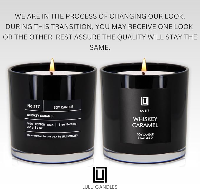 Lulu Candles | Whiskey Caramel | Smells Woody & Sweet | Luxury Scented Soy Jar Candle | Hand Poured in The USA | Highly Scented Long Lasting (9 Oz.)