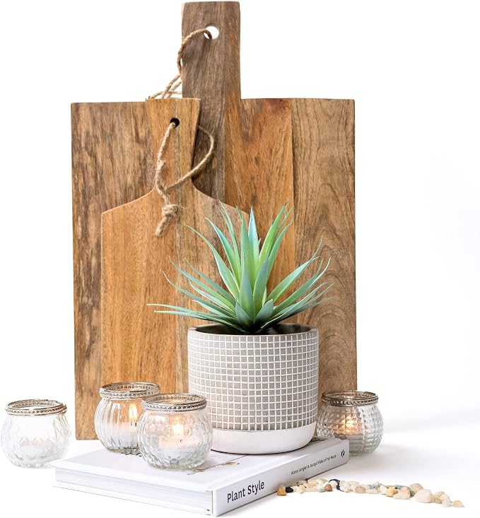 Kurrajong Farmhouse 8" high Artificial Plant in Pot - Small Faux Plant for Desk, Bathroom, Kitchen, Shelf & Coffee Table - Realistic Indoor Plant for Home Decor