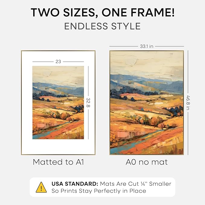 Homeforia A0 Bronze Poster Frame, High-End Metal, A1 Mat, Glass