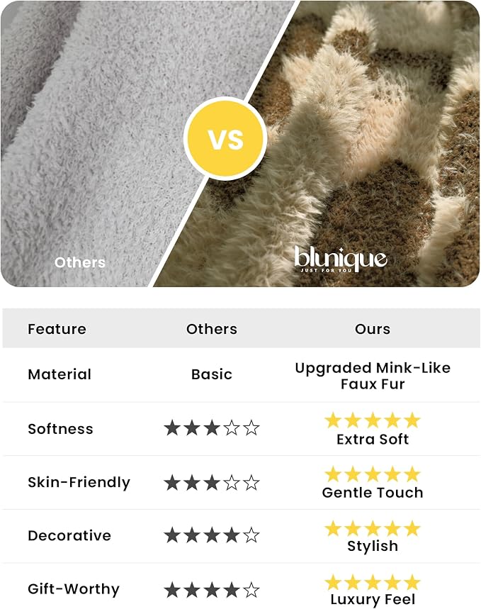 Knit Throw Blanket for Couch, Soft Cozy Fluffy Knitted Blanket for Sofa, Bed, Gift for Women Girls Home Decor (Brown, Throw 50"x60")