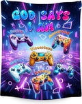God Says I Am Blanket for Kids & Teens, Soft Plush Gamer Throw for Sofa & Bed, 50"x60"