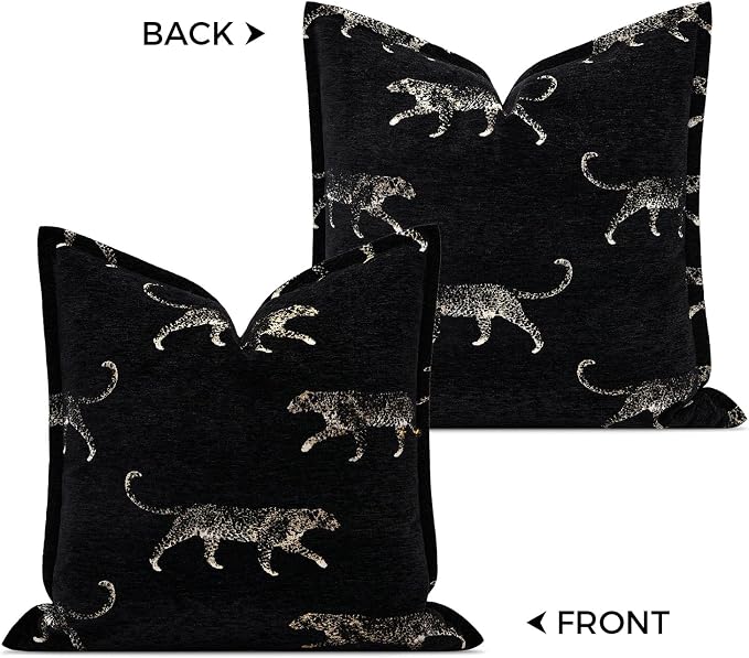 Double Sided Cheetah Pattern Throw Pillow Cover 22x22 Inch, Luxury Reversible Design Pillow Covers with Invisible Zipper for Sofa Bed Bedroom Living Room Home Decor