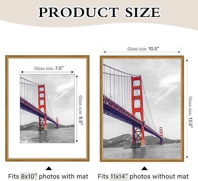 Frametory 11x14 Bronze Aluminum Metal Picture Frame Mat for 8x10 Glass