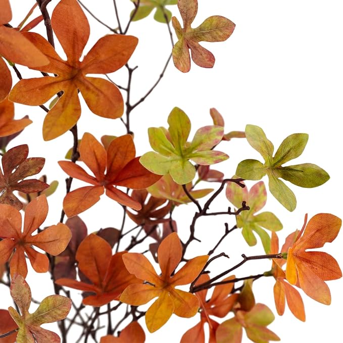 3 Pcs Fall Faux Greenery Stems, Artificial Fall Stem Branches Autumn Leaves with Stems Faux Fall Plants for Vase Home Festival Centerpieces Thanksgiving Fall Decor