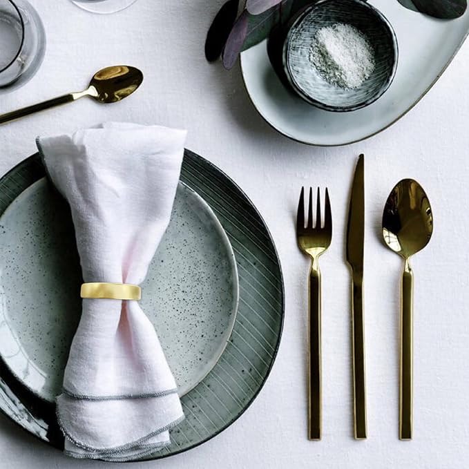 Cuff Brushed Gold Napkin Rings Set of 20, Modernist Napkin Ring Holder for Wedding, Banquet, Metallic Adornment for Table Settings, Glossy Serviette Buckles Decor