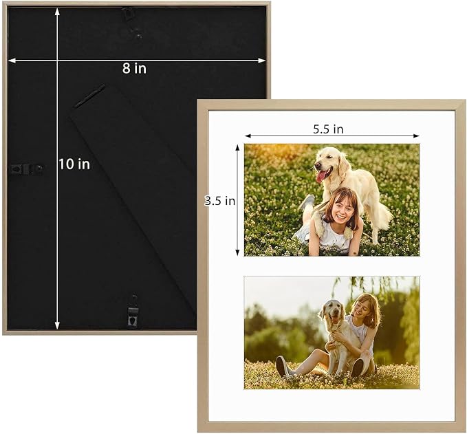 Golden State Art 8x10 Collage Frame w/Mat for 2 4x6 Photos Gold 2 Pack
