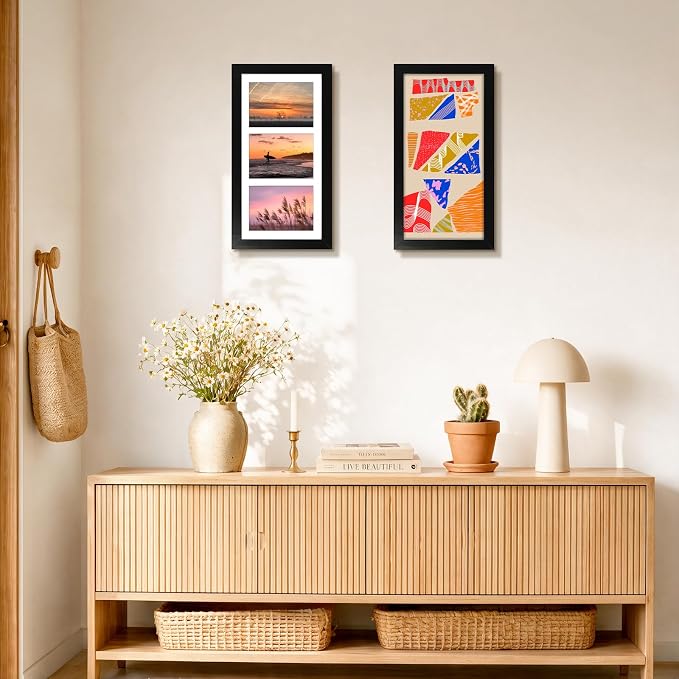 Golden State Art Collage Frame 7x14 Matted 3 4x6 Photos Wood Black 10 Pack