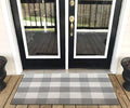 LEVINIS Grey Buffalo Check Rug 2' x 3' - Cotton Washable Hand-Woven Checkered Plaid Outdoor Rug for Front Porch Entry Way Kitchen Bathroom Bedroom Door Mat