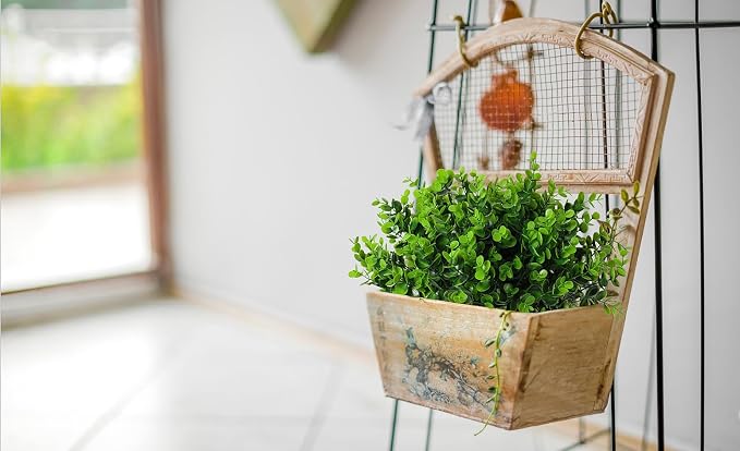 RECUTMS 12 Bundles Artificial Eucalyptus Plants Greenery Stems 13In Green | Plastic Boxwood Shrub Branch,Long-term Reuse,No Maintenance,Farmhouse Garden Home Office Wedding Indoor Outdoor Planter Decor
