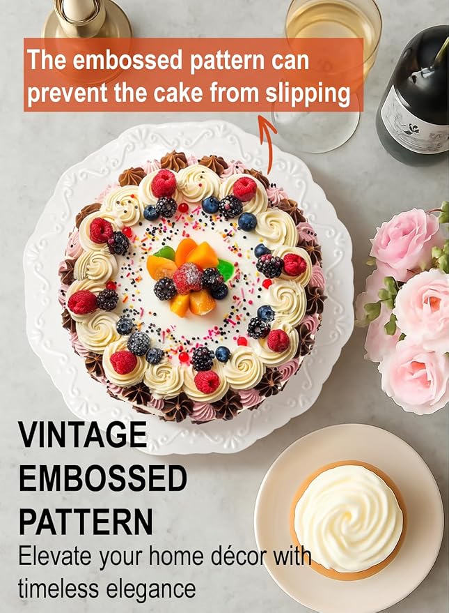 10" White Cake Stand for 8" Cake, Porcelain Cake Plate, Cake Pedestal Stand, Round Dessert Stand, Wedding Cake Stand for Party, Birthday, Baby Shower, Christmas, Mother's Day, Home Decorating Cake Display Stand