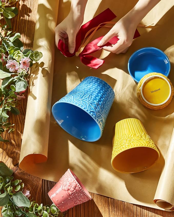 Metahom 5.8 Inch Ceramic Plant Pots, Flower Pots Set of 4, Assorted Colors