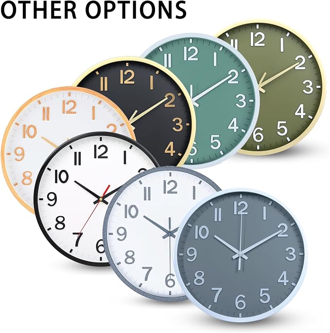 Wall Clocks Battery Operated 12 inch Modern Wall Clock,Silent Non Ticking Wall Clock for Living Room Bedroom Kitchen Office Classroom Decor (Gray White)